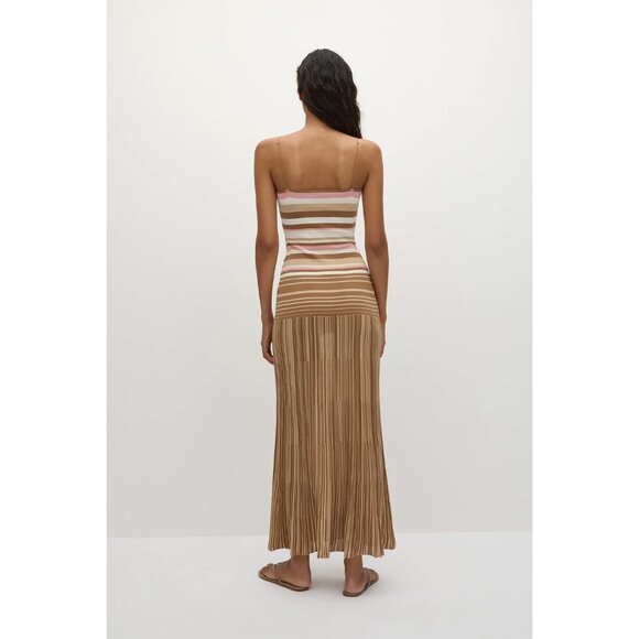 FAITHFULL THE BRAND Esenia Knit Dress in Puce Sepia Stripe Small New Womens Maxi - Picture 13 of 16